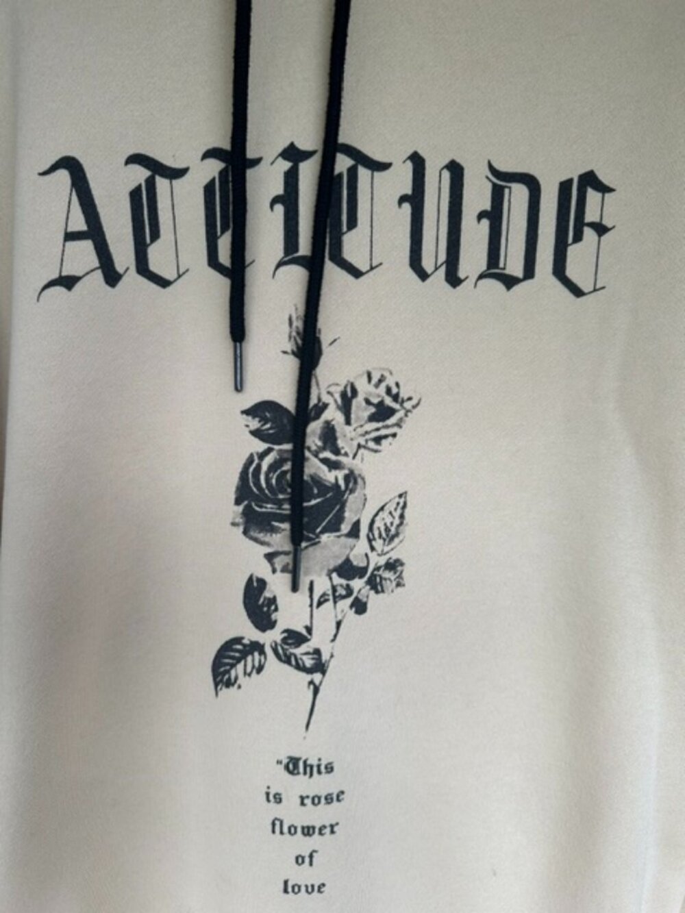 XL Gothic "ATTITUDE" Rose Graphic Streetwear Hoodie